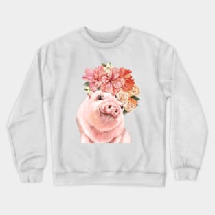 Baby Pig with Flowers Crown A1 Crewneck Sweatshirt